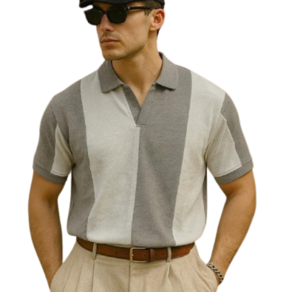 Old money Panel  V collar Tshirt